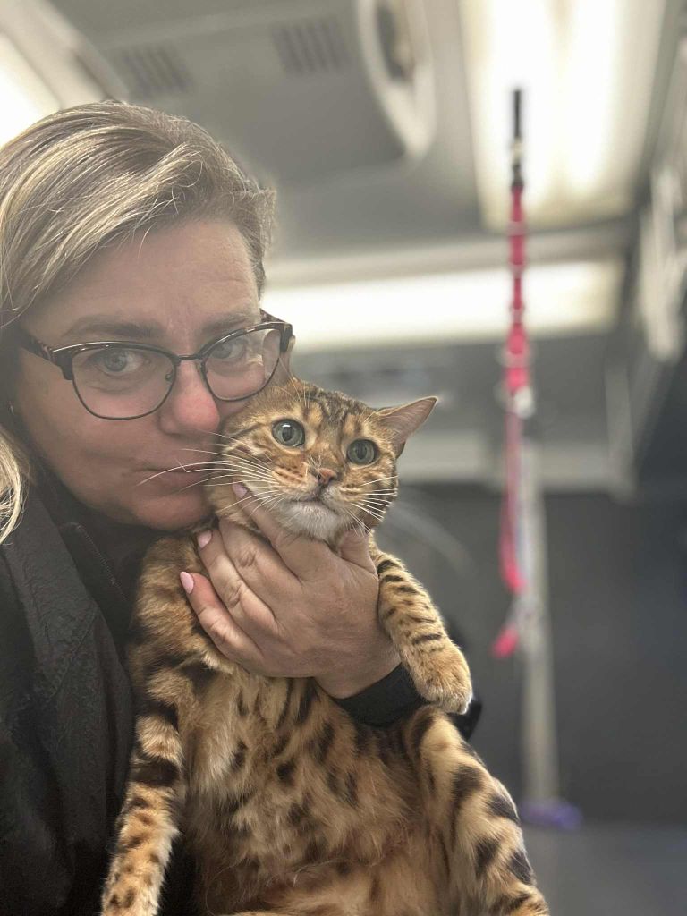 Stephanie Casha with Bengal cat