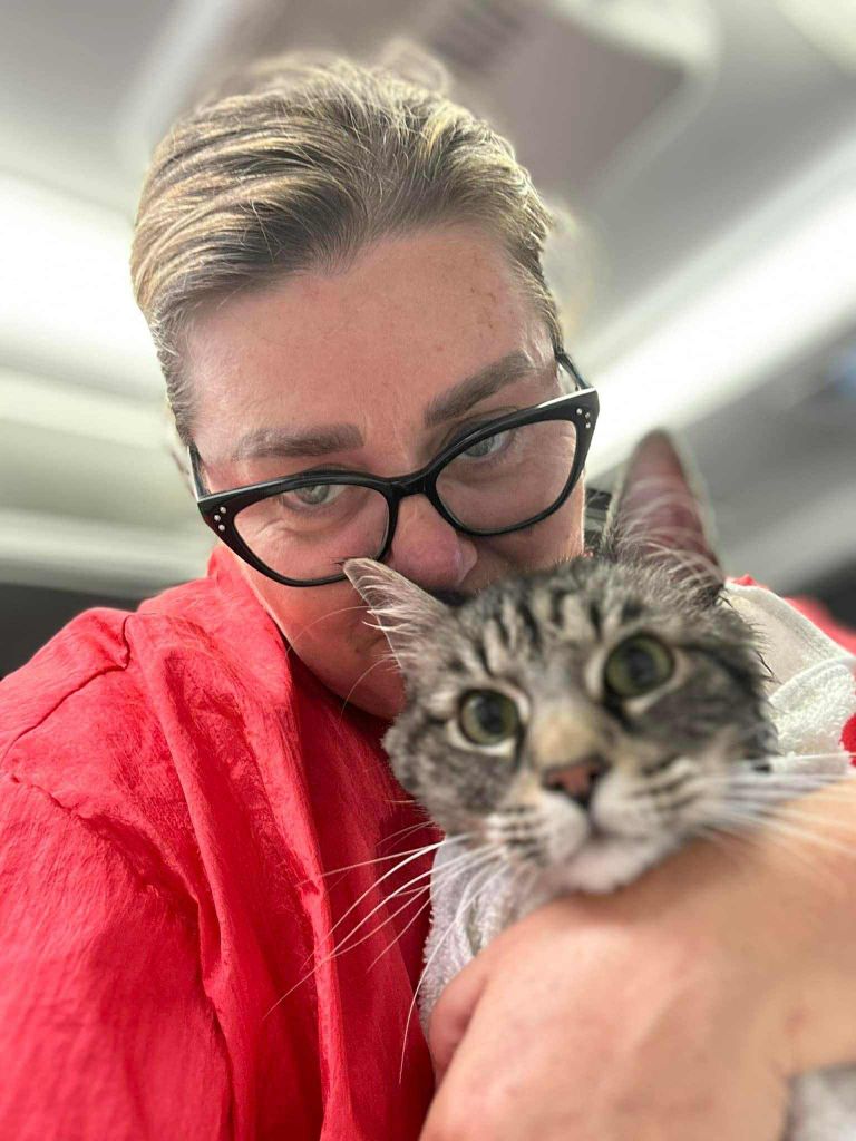 Stephanie with tabby cat